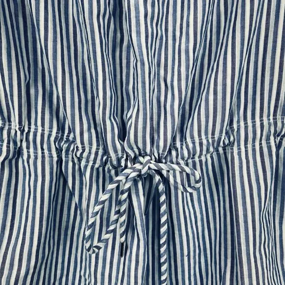 Rag & Bone Drew Off Shoulder Mini Dress Tunic MED Blue Stripe Cotton - Picture 9 of 13